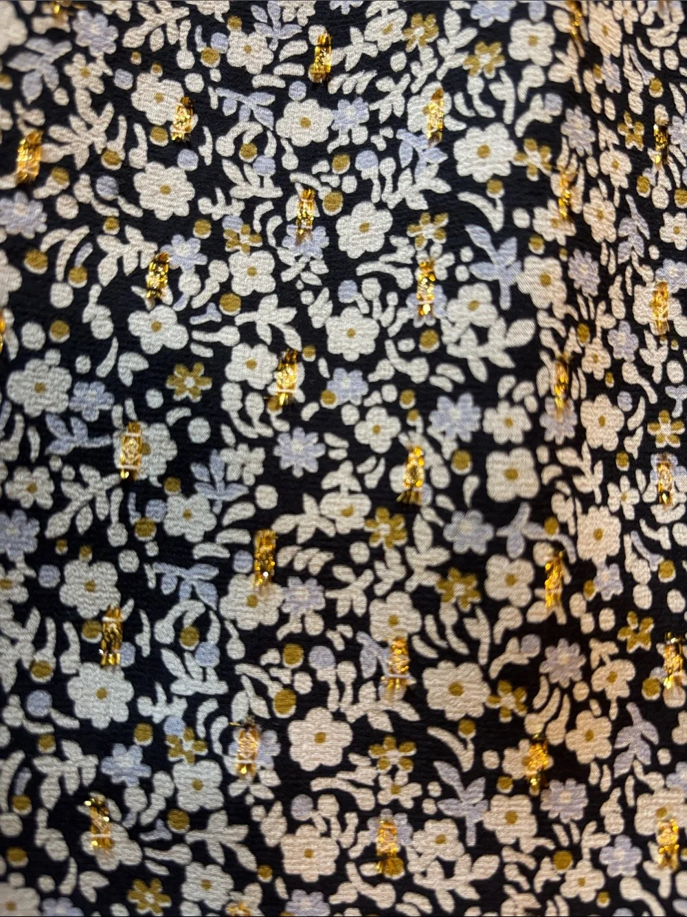 J. Crew Navy Floral Puff Sleeve Blouse